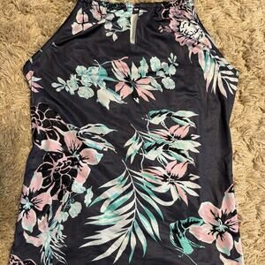 Tropical floral spaghetti strap women’s small tank shirt